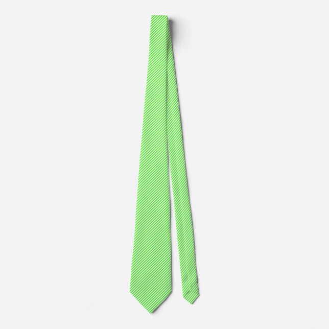 45 Deg White and Green Lines Tie (Front)