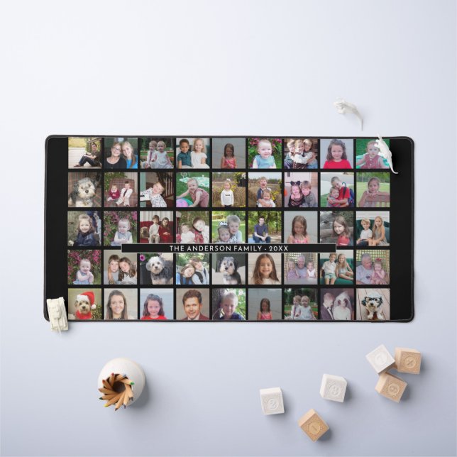 45 Photo Collage - 5 rows 9 columns - black Desk Mat (Kids Table)