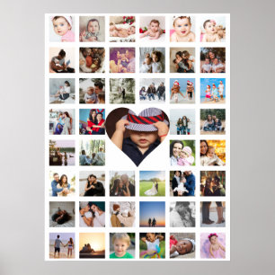 45 Photo Collage Personalized With Heart Poster