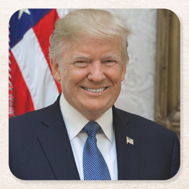 45 President Donald Trump Square Paper Coaster (Front)