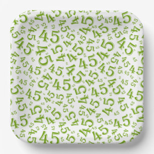 45 Random Number Pattern Green/White Paper Plate