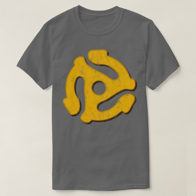 45 Record Adapter Distressed Pillow T-Shirt (Design Front)