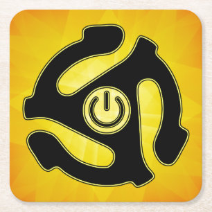 45 RPM Power Record Adapter Square Paper Coaster