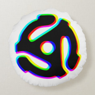 45 RPM Record Adapter with Glitch Effect Round Cushion