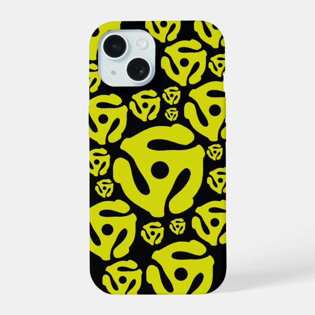 45 RPM Record Insert Black iPhone 15 Case (Back)