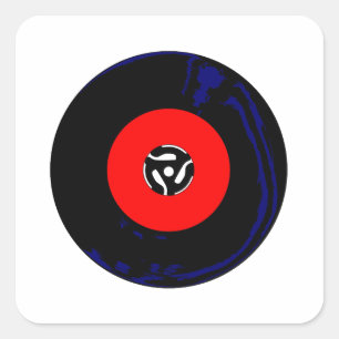 45 RPM SIngle Record Square Sticker