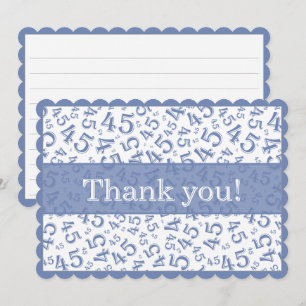 45 "Thank you!" Blue/White Number Pattern Thank You Card