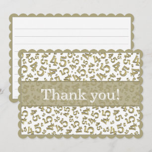 45 "Thank you!" Gold/White Number Pattern Thank You Card