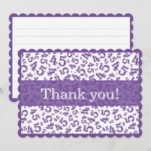 45 "Thank you!" Purple/White Number Pattern  Thank You Card