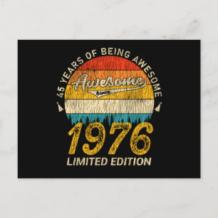 45 Year Old Bday 1976 Awesome Since 45th Birthday Postcard