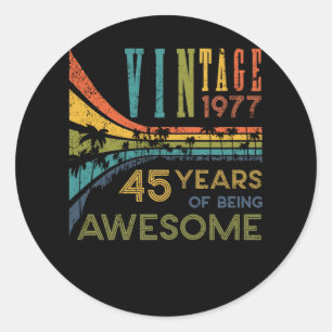 45 Year Old Birthday Vintage 1977 45th Birthday Classic Round Sticker