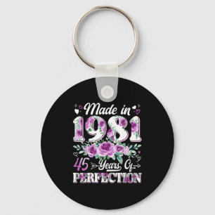 45 year old made in 1981 floral 45th birthday wome key ring