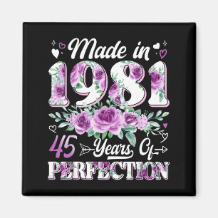45 year old made in 1981 floral 45th birthday wome magnet