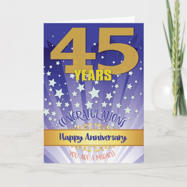45 Year Recovery Anniversary Bold Numeral Card (Front)