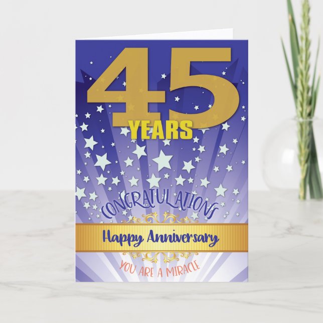 45 Year Recovery Anniversary Bold Numeral Card (Front)