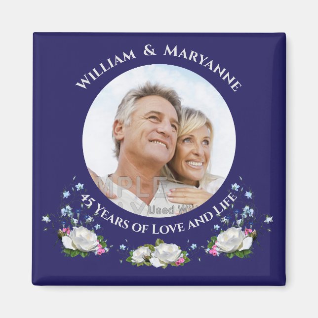 45 Years of Love Wedding Anniversary Roses Magnet (Front)