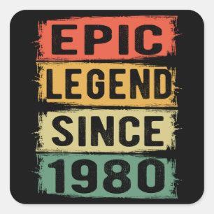 45 Years Old Bday 1980 Epic Legend 45th Birthday Square Sticker