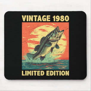 45 Years Old Gift 1980 Fishing Fisherman Fish 45th Mouse Mat