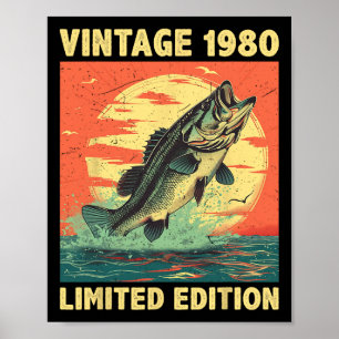 45 Years Old Gift 1980 Fishing Fisherman Fish 45th Poster