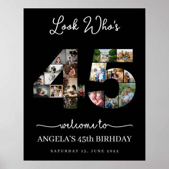 45 years old happy birthday photo collage poster (Front)
