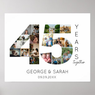 45 Years Photo Collage ruby Wedding Anniversary Poster