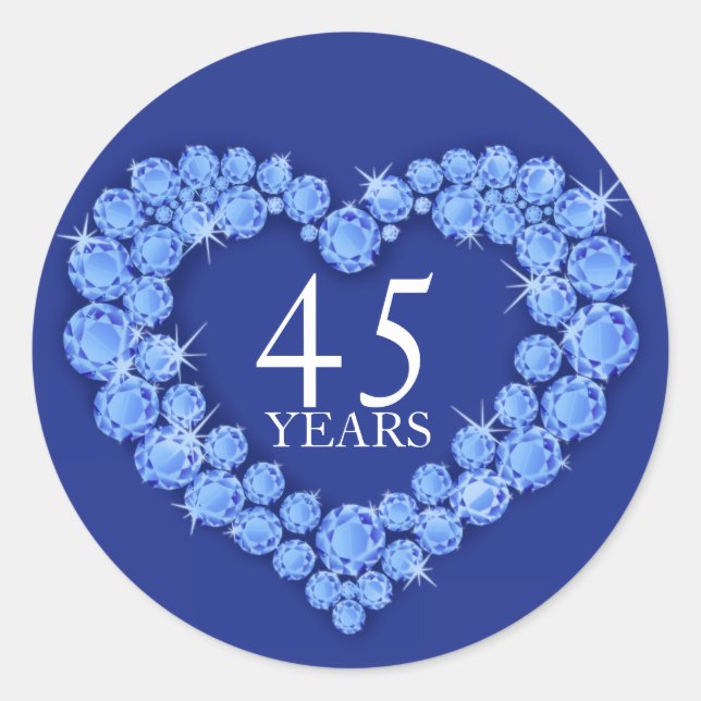 45 years sapphire heart blue & white sticker (Front)