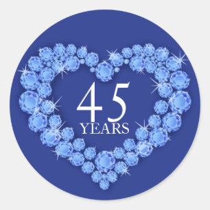 45 years sapphire heart blue & white sticker