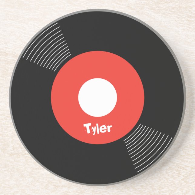 45s Record Coaster (Red) CUSTOMIZABLE (Front)
