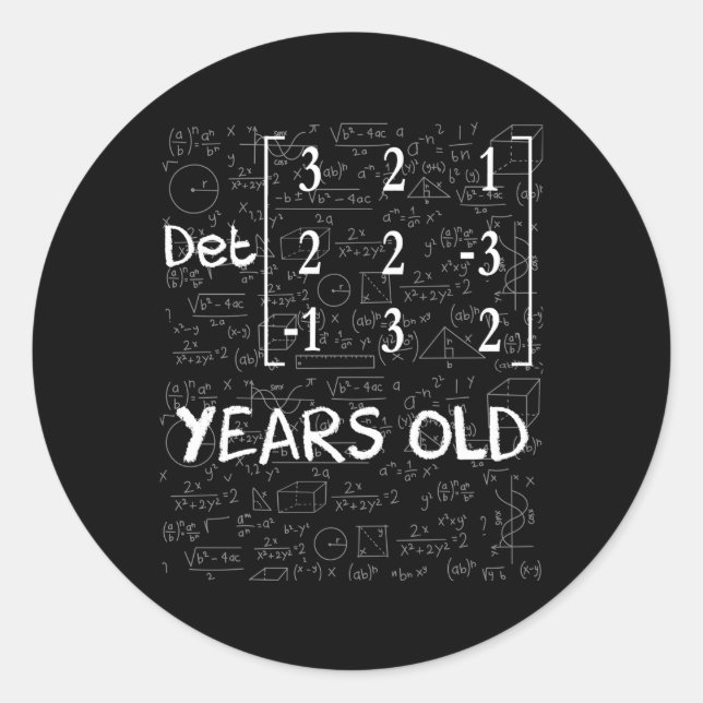 45Th 45 With Matrix Determinant Math Geek Classic Round Sticker (Front)