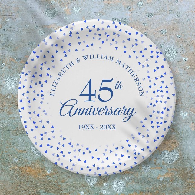 45th 65th Anniversary Love Hearts Confetti Paper Plate (45th 65th Anniversary Love Hearts Confetti Paper Plates)