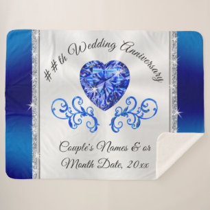 45th, 65th Personalised Wedding Anniversary Gifts Sherpa Blanket