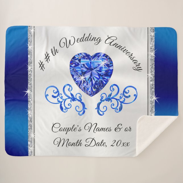 45th, 65th Personalised Wedding Anniversary Gifts Sherpa Blanket (Front (Horizontal))