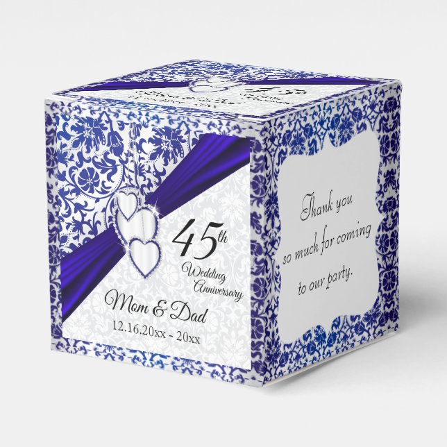 45th / 65th Sapphire Blue Anniversary Design Favour Box (Front Side)