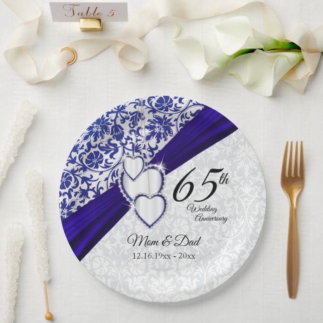 45th /65th Sapphire Blue Wedding Anniversary  Paper Plate (Wedding)