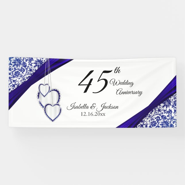 45th / 65th Sapphire Floral Anniversary Banner (Horizontal)