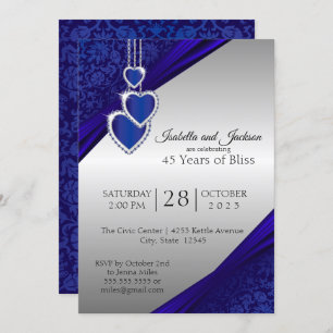 45th / 65th Sapphire Silver Anniversary Design Invitation