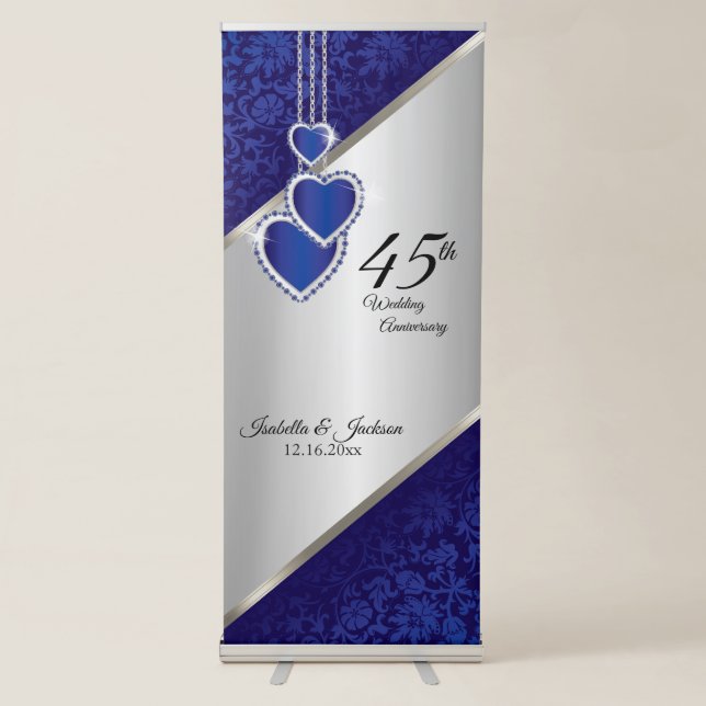 45th / 65th Sapphire Silver Anniversary Design Retractable Banner (Front)