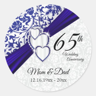 45th / 65th Sapphire Wedding Anniversary Design Classic Round Sticker