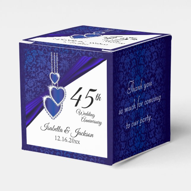 45th / 65th Sapphire Wedding Anniversary Design Favour Box (Front Side)