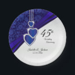 45th / 65th Sapphire Wedding Anniversary Design Paper Plate<br><div class="desc">45th / 65th Sapphire Wedding Anniversary paper plates. ⭐This Product is 100% Customisable. Graphics and / or text can be added, deleted, moved, resized, changed around, rotated, etc... 99% of my designs in my store are done in layers. This makes it easy for you to resize and move the graphics...</div>