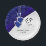 45th / 65th Sapphire Wedding Anniversary Design Paper Plate<br><div class="desc">45th / 65th Sapphire Wedding Anniversary paper plates. ⭐This Product is 100% Customisable. Graphics and / or text can be added, deleted, moved, resized, changed around, rotated, etc... 99% of my designs in my store are done in layers. This makes it easy for you to resize and move the graphics...</div>