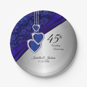 45th / 65th Sapphire Wedding Anniversary Paper Plate