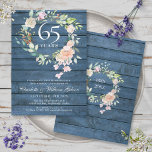 45th 65th Wedding Anniversary Floral Blue Rustic Invitation<br><div class="desc">Featuring a delicate watercolor floral greenery garland on a blue rustic wood panels, this chic botanical 45th or 65th sapphire wedding anniversary invitation can be personalised with your special anniversary information. The reverse features a matching floral garland framing your anniversary dates in elegant typography on a blue rustic wood panels...</div>