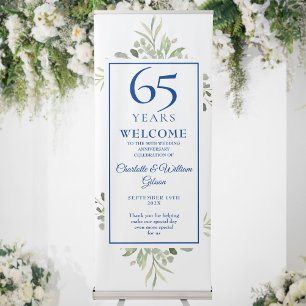 45th 65th Wedding Anniversary Greenery Welcome Retractable Banner