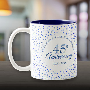 45th 65th Wedding Anniversary Hearts Confetti Two-Tone Coffee Mug