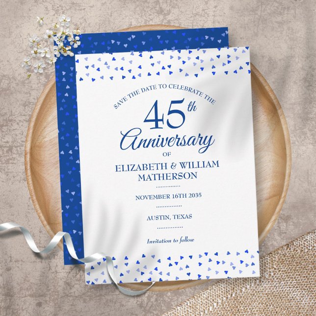 45th 65th Wedding Anniversary Hearts Save the Date Postcard (Creator Uploaded)