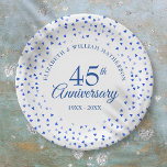 45th 65th Wedding Anniversary Love Hearts Confetti Paper Plate<br><div class="desc">Featuring delicate sapphire blue love hearts confetti. Personalise with your special 45th or 65th wedding anniversary details set in chic sapphire blue typography. Designed by Thisisnotme©</div>