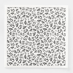 45th Age Random Number Pattern Black/White Napkin