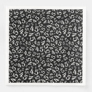45th Age Random Number Pattern Black/White Napkin