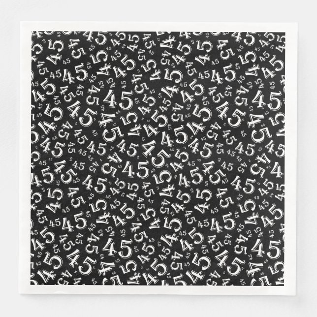 45th Age Random Number Pattern Black/White Napkin (Front)